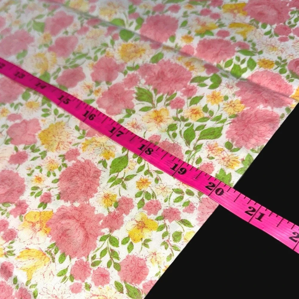 Vintage Cannon Royal Family Floral Pillowcase Set Pink Yellow Percale Made USA